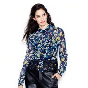 💐Rachel Roy floral lace long sleeve blouse NWT M